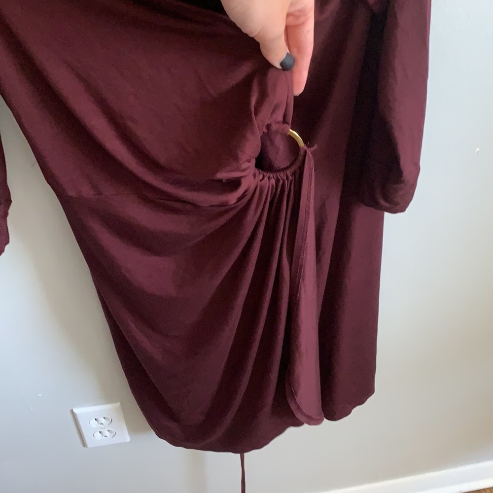 Trina Turk Wrap Jersey Mahalo Wrap Dress Maroon - Picture 4 of 7